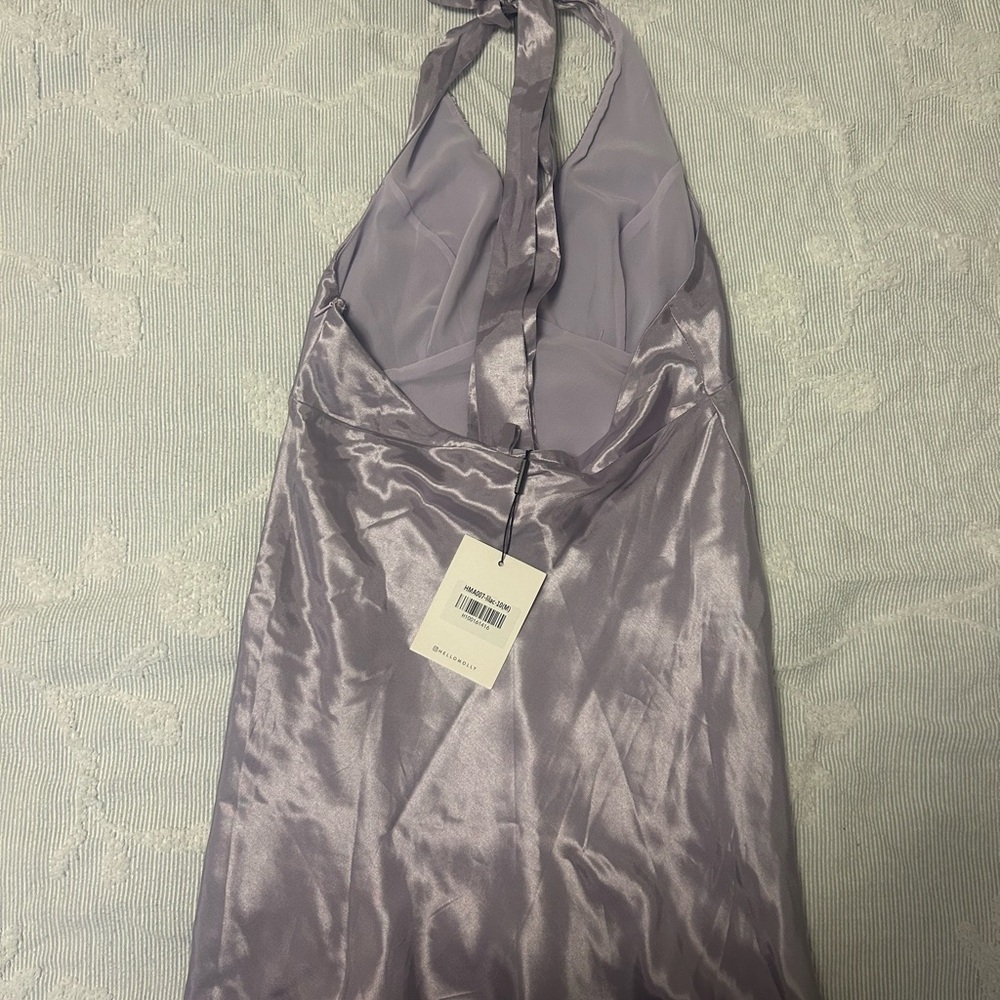 Hello Molly Night in Cabana Satin Dress Lilac - Picture 4 of 6